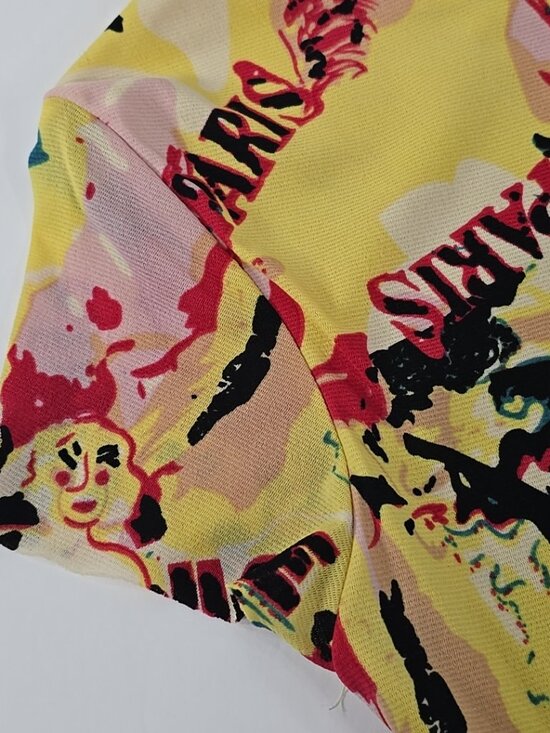 VINTAGE Joseph A. Colorful Paris Dance Print CROP TOP SZ MED Multicolor Abstract - Picture 7 of 16